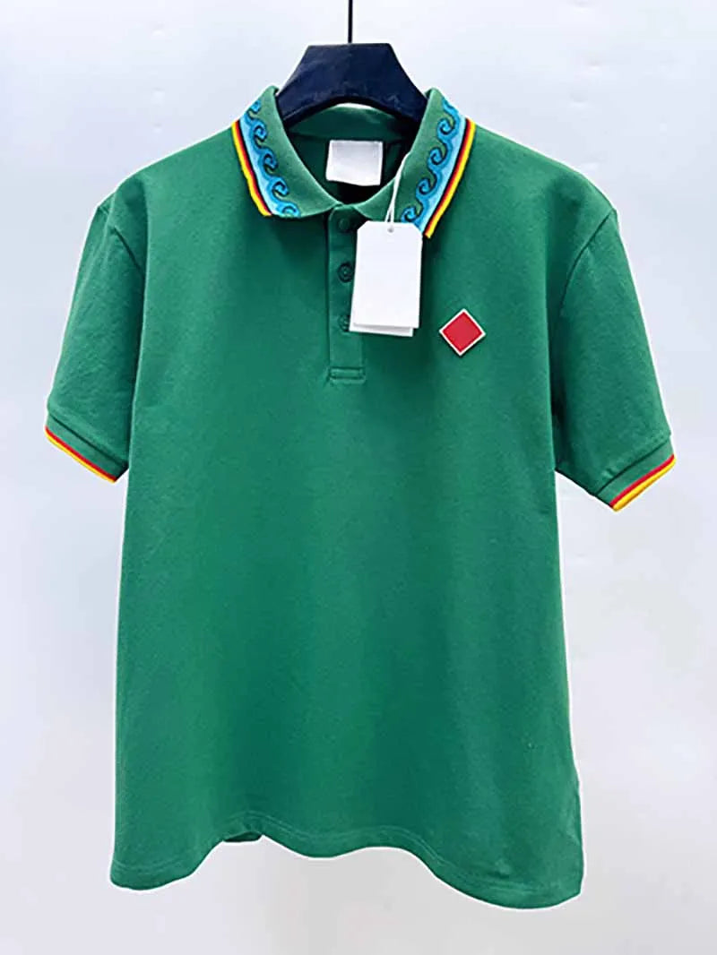 Top Version Casinoblank Morocco Patched Women Men Cotton Shirts Shorts Set T Shirt Turn down Collar Shirts Half Zipper Polo