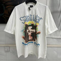 Vintage Washed Black Target Print Saint T-Shirt Men Women Streetwear Oversized High Quality T Shirt Casual Fashion Tee Tops