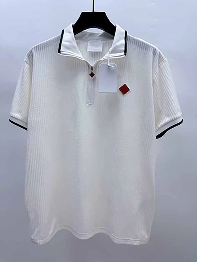 Top Version Casinoblank Morocco Patched Women Men Cotton Shirts Shorts Set T Shirt Turn down Collar Shirts Half Zipper Polo