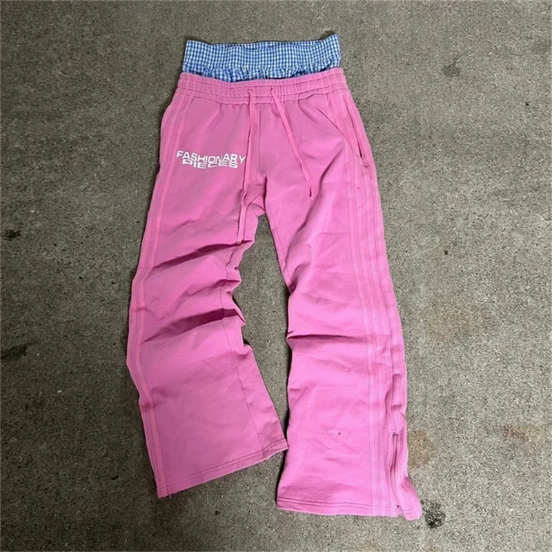 Man Pants Y2K Fashion Simple Striped Casual Pants for Men Retro Harajukuhip Hop Sweatpant Loose Straight Pants High Waist Loose