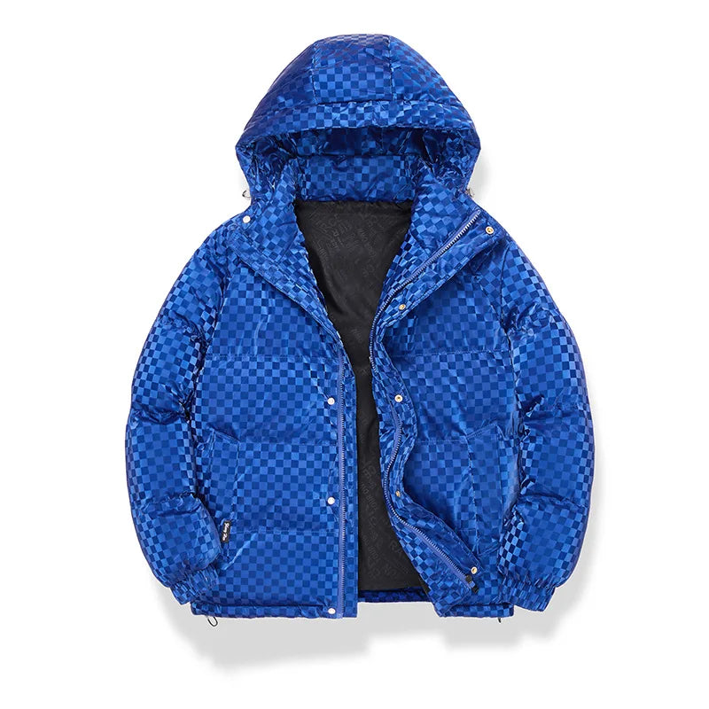 New Arrival Casual Mens Winter Trendy Hooded Bread Couple Bright Face Starry Thickened Coat Cotton-Padded Jackets