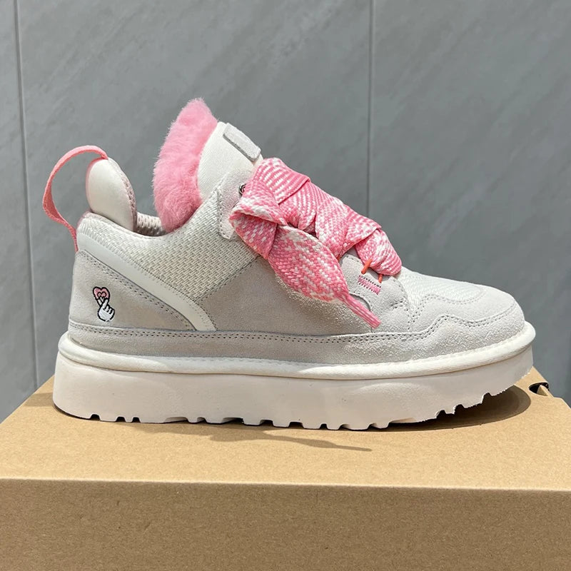 Winter Mel Low cut Fashion Versatile Casual Shoes flat bottom Comfortable and Warm Genuine Leather True Fur Snow Boots for Women