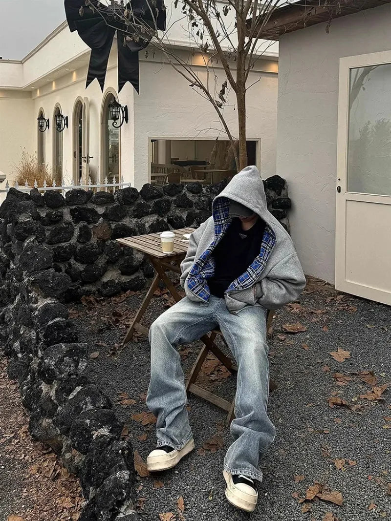 2025 New Oversized Reversible Hoodie High Quality Luxury Designer Clothing Cotton Hoodie with Plaid Lining Sweatshirt Streetwear