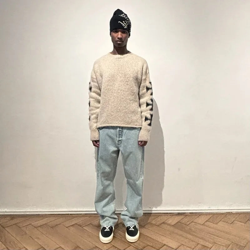 Y2K Punk Goth Street Men Sweater Retro Hip Hop Winter Warm Knitwear Couple Harajuku Trend Fashion Casual Oversized Pullover