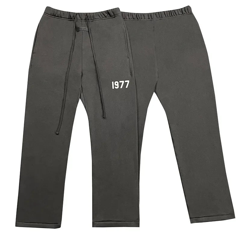 Trendy FOG Brand 1977 Straight-Leg Casual Pants Loose-Fit Versatile Autumn/Winter Essentialsl for Men and Women Fleece-Lined Tro