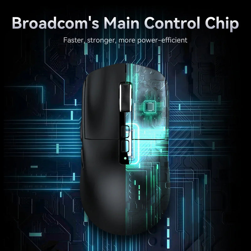 X6 PAW3395 Bluetooth Mouse,2.4 Tri-Mode Connection, RGB Touch Magnetic Charging Base, Macro Gaming Mouse