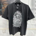Vintage Washed Black Target Print Saint T-Shirt Men Women Streetwear Oversized High Quality T Shirt Casual Fashion Tee Tops