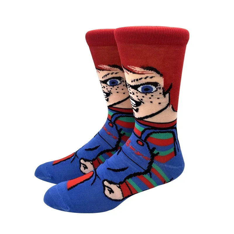 New Design Long Men Socks High Quality Comfortable Cartoon Characters Men and Women Fashion Happy Funny Socks Anime Socks