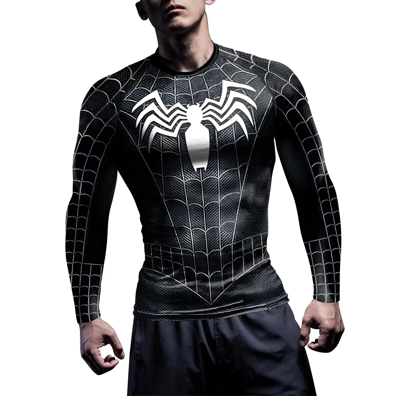 Compression Shirts for Men Long Sleeve Comics Spider Cosplay T-Shirt Superhero Top Elastic Fitness Sportwear Fitness Top Clothes