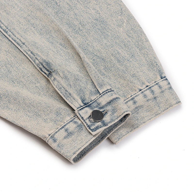 Printing Logo Men'S Clothing Autumn and Winter Designer Niche American Retro Print Loose Denim Jacket