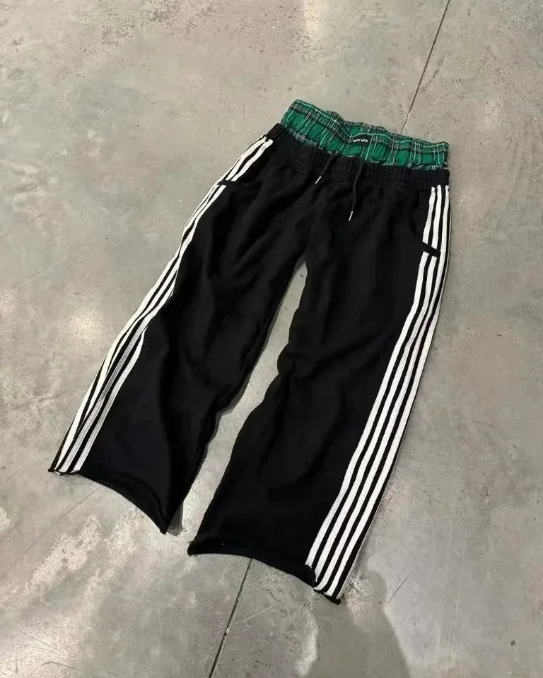 Man Pants Y2K Fashion Simple Striped Casual Pants for Men Retro Harajukuhip Hop Sweatpant Loose Straight Pants High Waist Loose