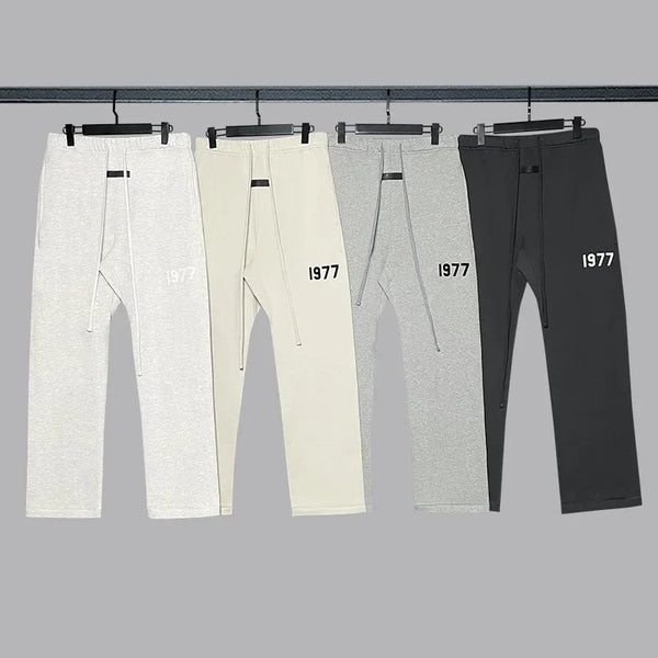 Trendy FOG Brand 1977 Straight-Leg Casual Pants Loose-Fit Versatile Autumn/Winter Essentialsl for Men and Women Fleece-Lined Tro