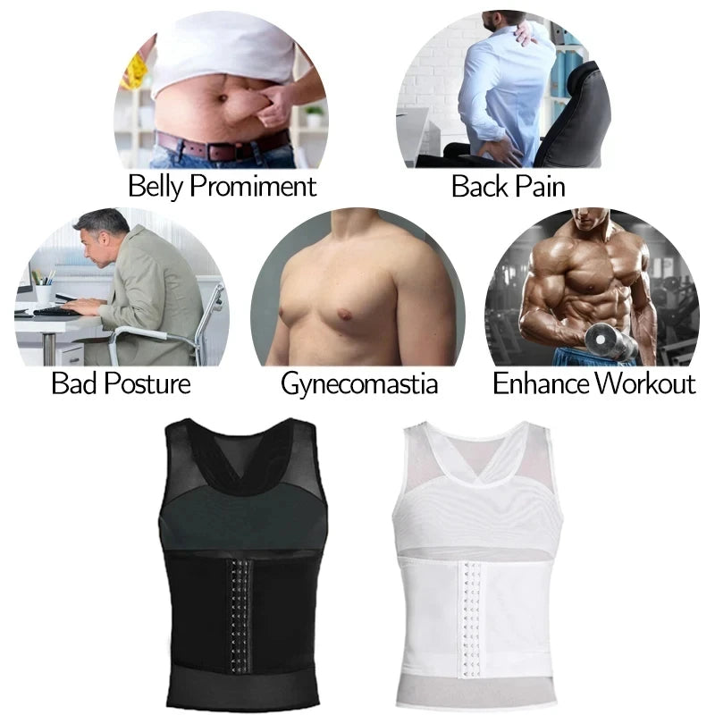Men's Body Shaper Compression Vest Abdomen Shapewear Tummy Slimming Sheath Belly Trimmer Shapers Corset Waist Trainer Tops