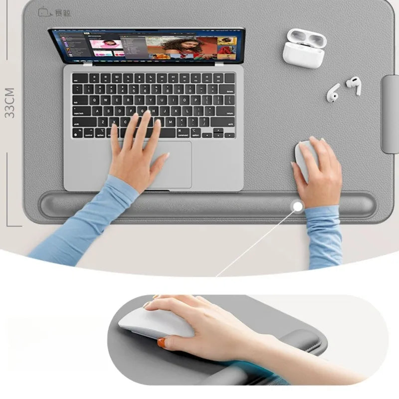 Foldable Lap Desk Knee-Top Laptop Stand Bed Tablet Holder Portable Sofa Reading Tray with Cushion Support for Dorm or Car Use