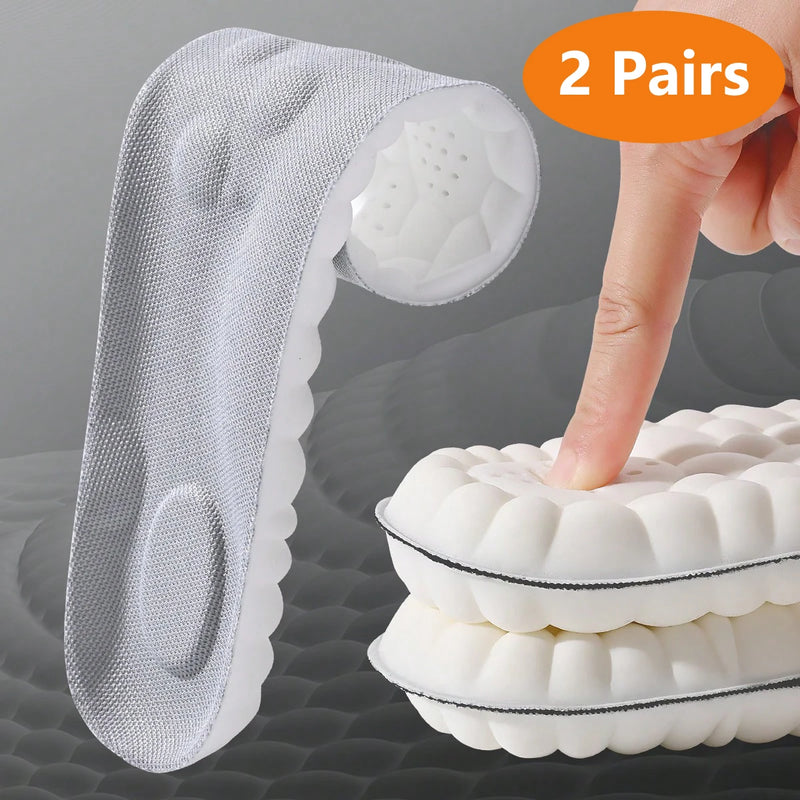 1/2/4Pairs Latex Sport Insoles Soft High Elasticity Shoe Pads Orthotic Breathable Shock Absorption Cushion Arch Support Insole