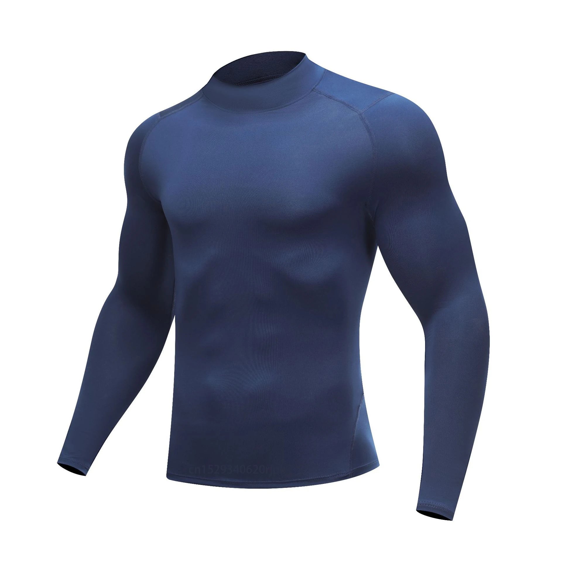 Autumn New Sports Shirt Men High Neck Compression Shirt Long Sleeved Training Top High Stretch Undershirt