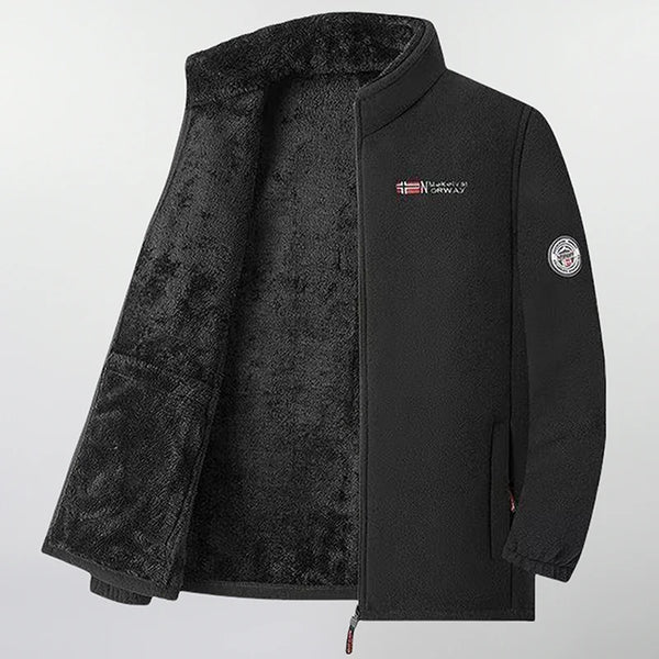 Men'S Polar Fleece Jacket Winter Windproof Stand Collar Coat Zip-Up Thermal Fleece Lined Coats Casual Warm Outwear Men Clothing