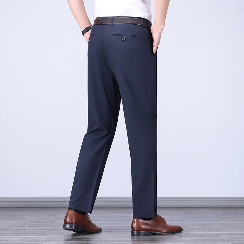 Male Pants Stretch Solid Black Smart Casual Men's Trousers Office Quick Dry Suit Pants New Spring Autumn Korean Straight Pants