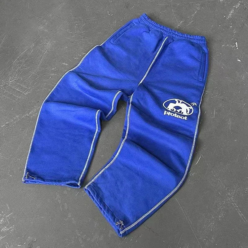 Man Pants Y2K Fashion Simple Striped Casual Pants for Men Retro Harajukuhip Hop Sweatpant Loose Straight Pants High Waist Loose