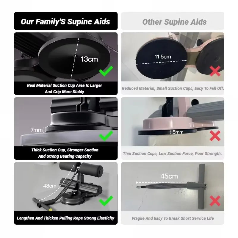 Seated support fitness equipment with suction cup ankle strap plank support exercise indoor core strength training adjustable