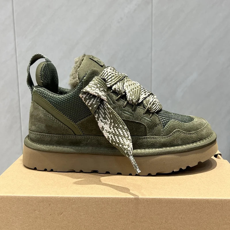 Winter Mel Low cut Fashion Versatile Casual Shoes flat bottom Comfortable and Warm Genuine Leather True Fur Snow Boots for Women