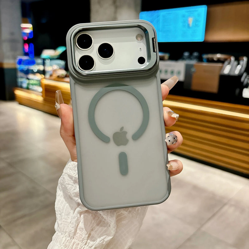 New Frosted Matte Translucent Magnetic Case for  17 17Pro 17Air 17 Pro Max Metal Bracket for Magsafe Wireless Charge Cover