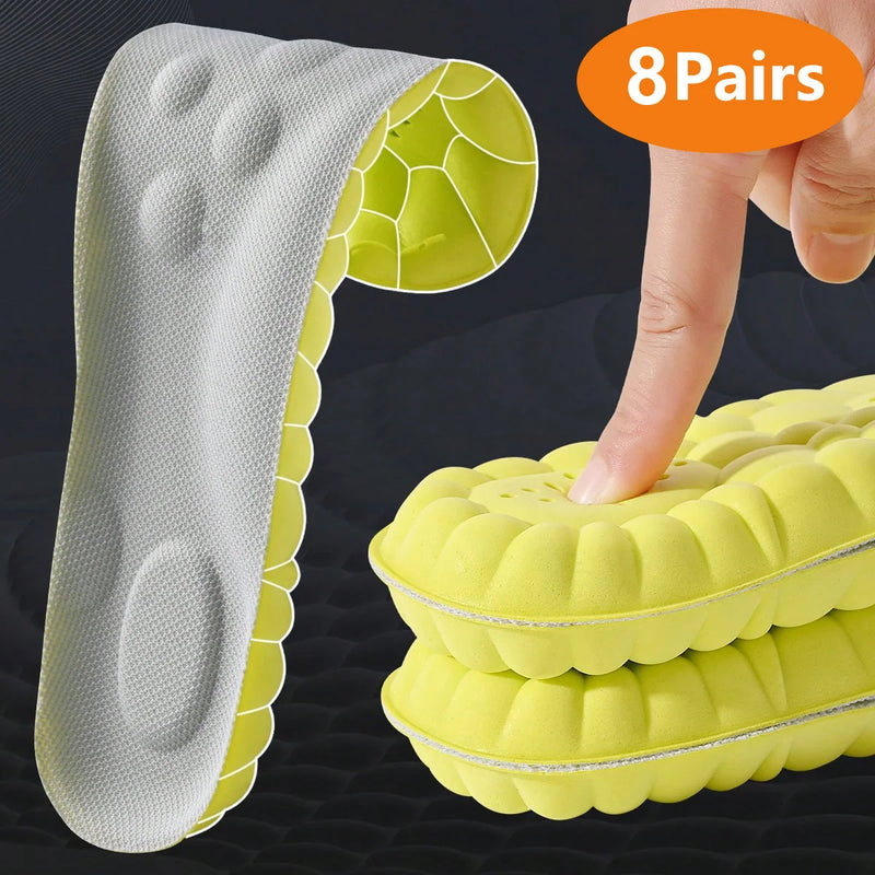 1/2/4Pairs Latex Sport Insoles Soft High Elasticity Shoe Pads Orthotic Breathable Shock Absorption Cushion Arch Support Insole