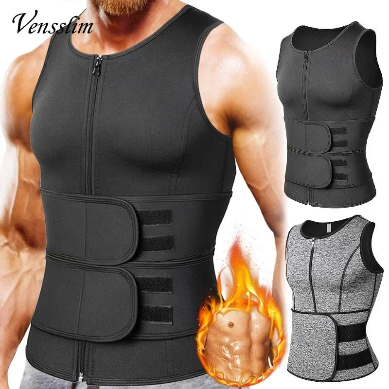 Vensslim Men Body Shaper Waist Trainer Vest Slimming Shirt Sauna Sweat Compression Undershirt Shapewear Fat Burner Workout Tops