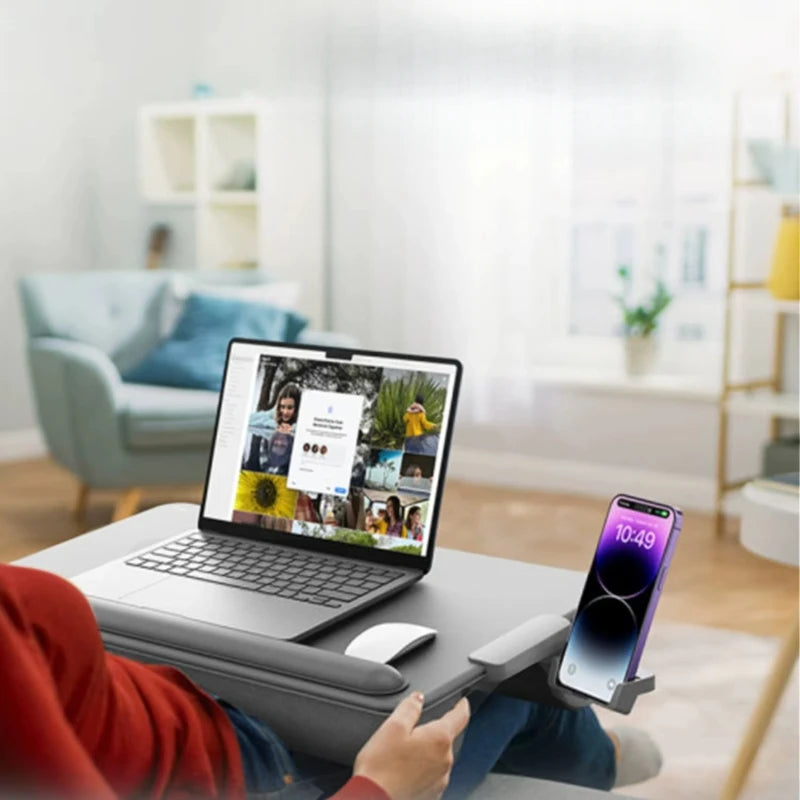 Foldable Lap Desk Knee-Top Laptop Stand Bed Tablet Holder Portable Sofa Reading Tray with Cushion Support for Dorm or Car Use
