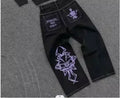 Y2K Gothic Embroidered Jeans Man Clothing Harajuku Casual Vintage Baggy Denim High Waist Wide Leg Trendy Patched Streetwear
