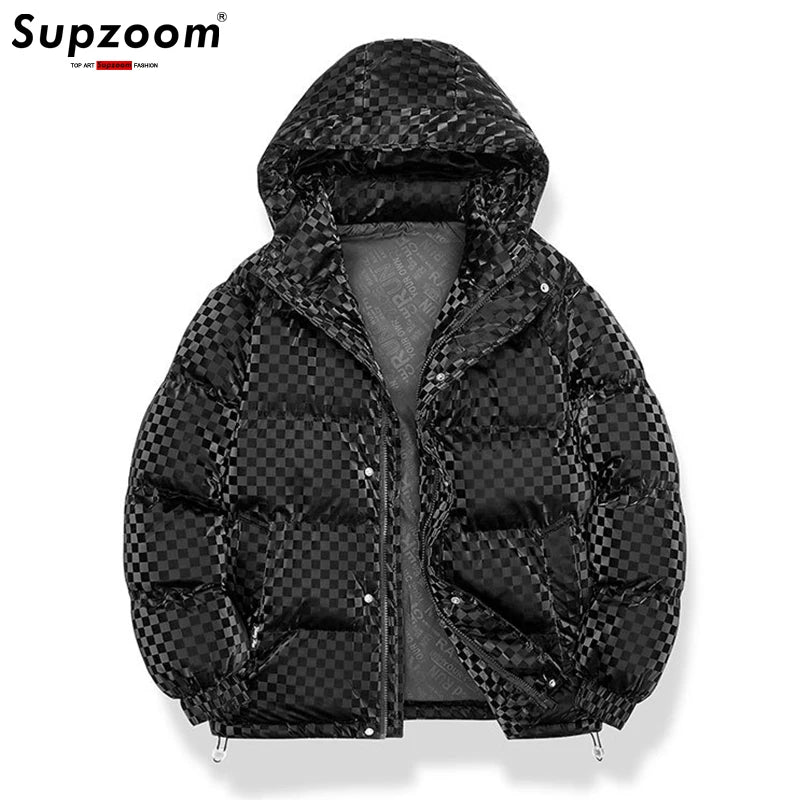 New Arrival Casual Mens Winter Trendy Hooded Bread Couple Bright Face Starry Thickened Coat Cotton-Padded Jackets
