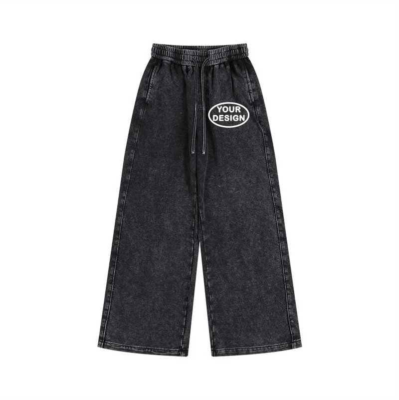 Wax Dyed Wool Zipper Hooded Sweatshirt Pants Set Custom Logo Printing Embroidery Retro Washed Old Street Set