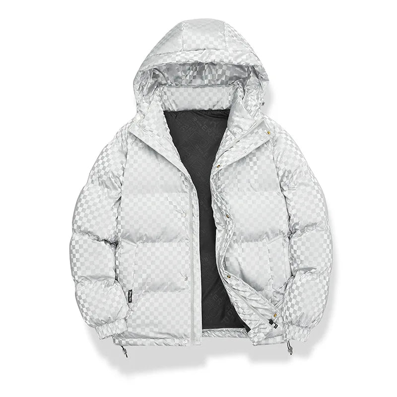 New Arrival Casual Mens Winter Trendy Hooded Bread Couple Bright Face Starry Thickened Coat Cotton-Padded Jackets