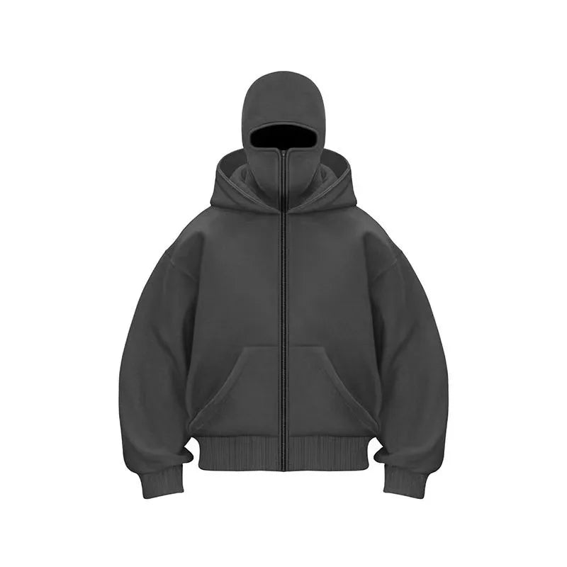2025 Autumn Men Balaclava Y2K Gothic Harajuku Winter New Item Double Hooded Sweatshirt Men's Hooded Mask Zipper Sportswear Women