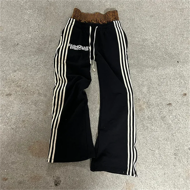 Man Pants Y2K Fashion Simple Striped Casual Pants for Men Retro Harajukuhip Hop Sweatpant Loose Straight Pants High Waist Loose