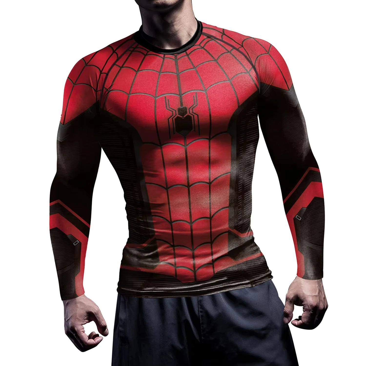 Compression Shirts for Men Long Sleeve Comics Spider Cosplay T-Shirt Superhero Top Elastic Fitness Sportwear Fitness Top Clothes