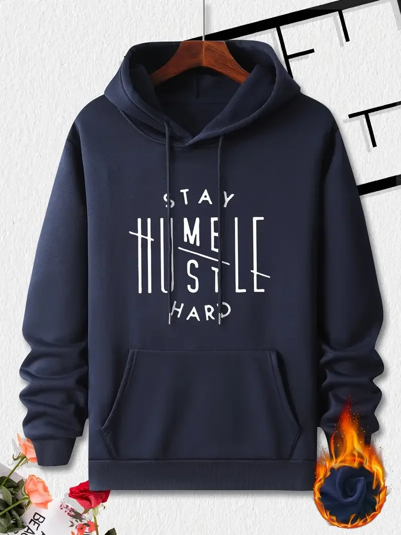 Men's Inspirational Hoodie - "Stay Humble" Pattern Printed Casual Street Style Hoodie Sweatshirt Casual Fashion Long Sleeve Hood