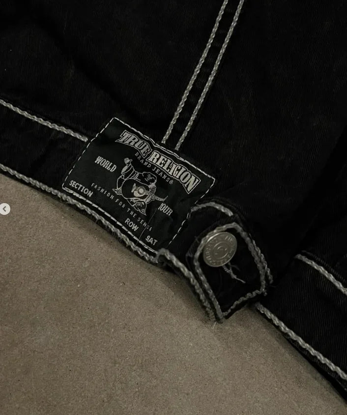 Hip Hop Retro Fashion Brand Denim Jacket Y2K Street Wear Washed Embroidered Motorcycle Sports Jacket Thickened Men'S Clothing
