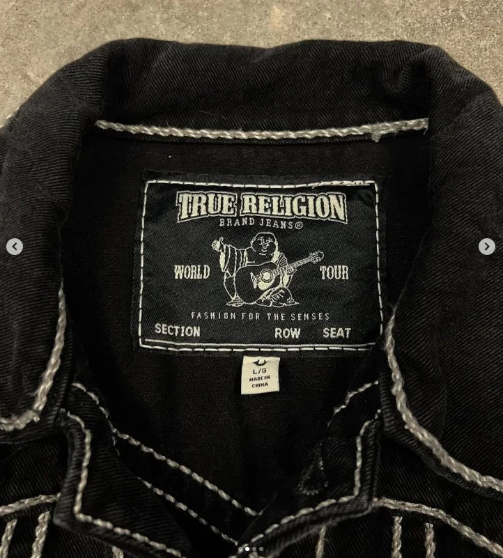Hip Hop Retro Fashion Brand Denim Jacket Y2K Street Wear Washed Embroidered Motorcycle Sports Jacket Thickened Men'S Clothing
