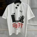Vintage Washed Black Target Print Saint T-Shirt Men Women Streetwear Oversized High Quality T Shirt Casual Fashion Tee Tops