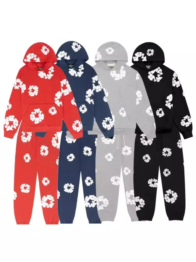 Brand Hot Selling New Fashionable Foam Cotton Printed Hoodie, European and American Fashionable Men'S Sports Suit