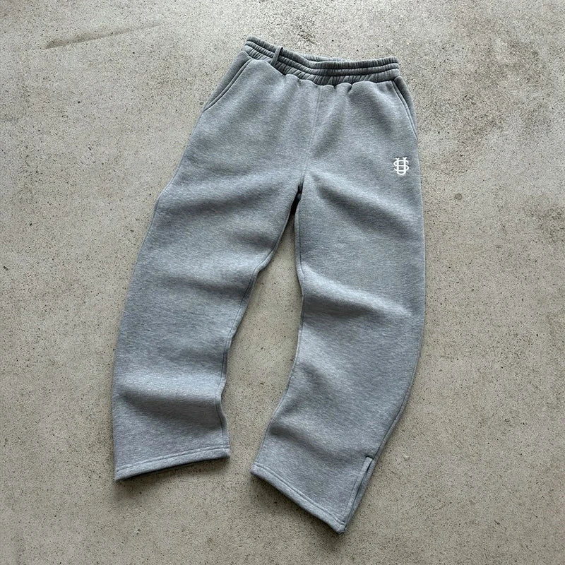 Autumn Drawstring Zipper Sweatpants Solid Color Casual High Street Hip-Hop Rap Street Y2K Style High Waist Trousers