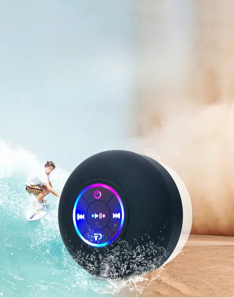 2025 New Bathroom Waterproof Wireless LED Suction Cup Mini Bluetooth Speaker Portable Outdoor Sports Stereo Speakers