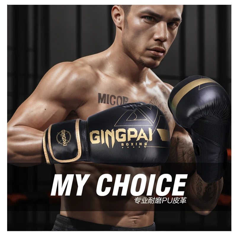 6/8/10/12/14oz Boxing Gloves PU Leather Muay Thai MMA Profession Kickboxing Adults Sandbag Training Gloves Equipment