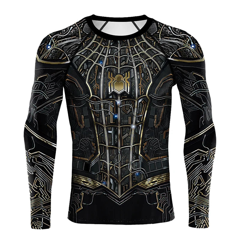 Compression Shirts for Men Long Sleeve Comics Spider Cosplay T-Shirt Superhero Top Elastic Fitness Sportwear Fitness Top Clothes