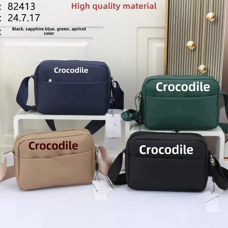 Men'S Oxford Cloth Crossbody Bag Single Shoulder Commuter Bag Student Commuter Bag Trendy Crocodile Print Casual Style