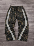 Men'S Camo / Striped Print Drawstring Waist Sports Sweatpants, Casual Comfy Regular Fit Pocket Straight Leg Trousers for Fall & Winter, Men'S Bottoms for Daily Wear, Work Trousers, Sports Pants Sportswear, Fitness Pants, Clothes