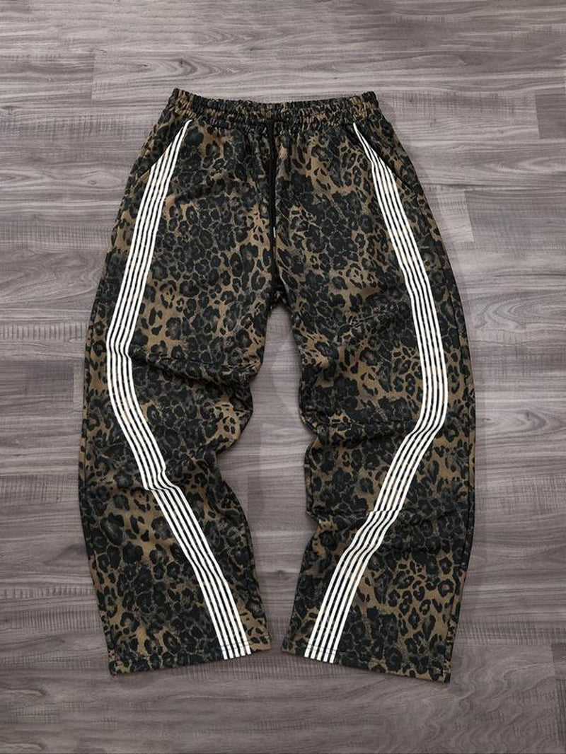 Men'S Camo / Striped Print Drawstring Waist Sports Sweatpants, Casual Comfy Regular Fit Pocket Straight Leg Trousers for Fall & Winter, Men'S Bottoms for Daily Wear, Work Trousers, Sports Pants Sportswear, Fitness Pants, Clothes