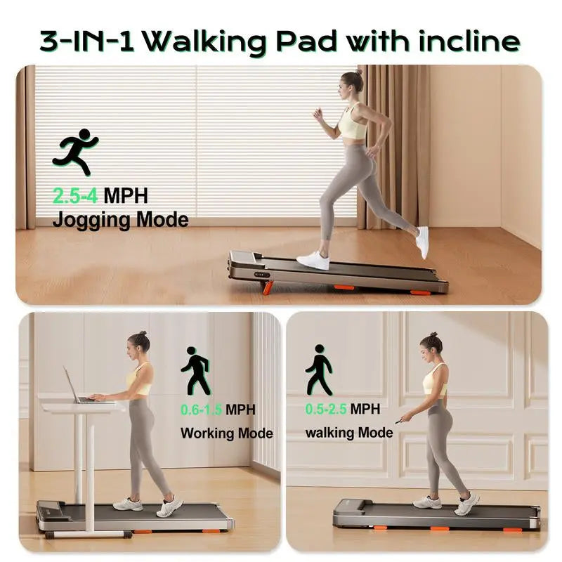 JC Walking Pad, 2.5HP Portable Treadmill with Incline under Desk Treadmill, Dealsforyoudays for Home Office with 265 Lbs Capacity,Remote Control, Led Display