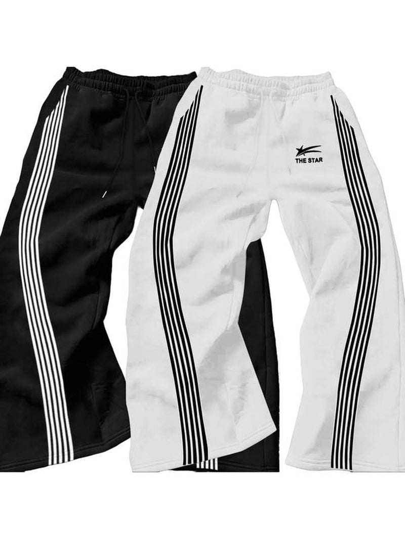 Men'S Camo / Striped Print Drawstring Waist Sports Sweatpants, Casual Comfy Regular Fit Pocket Straight Leg Trousers for Fall & Winter, Men'S Bottoms for Daily Wear, Work Trousers, Sports Pants Sportswear, Fitness Pants, Clothes